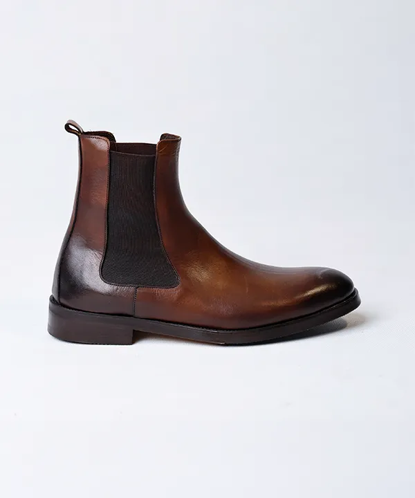 بوت تمام چرم مردانه (چلسی) کد 2692 - قهوه ای