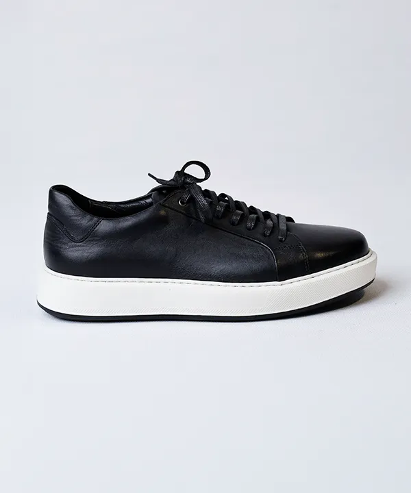 کتانی ونس بندی چرم مردانه کد 2581 - مشکی