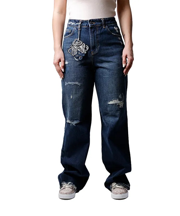 شلوار جین استریت زنانه کد 2751 – آبی